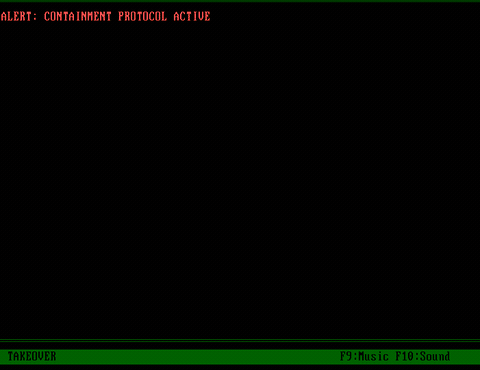 Animated: Demoscene effects showcase showing state transitions, palette pulse, red alert text, and AI control status bar